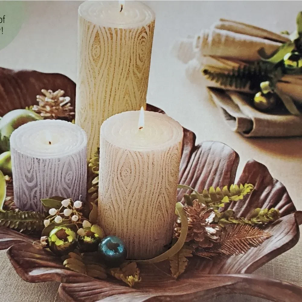 🩵NIB Partylite Brown Leaf Sculpted Pillar Candle Garden Centerpiece - Picture 13 of 15